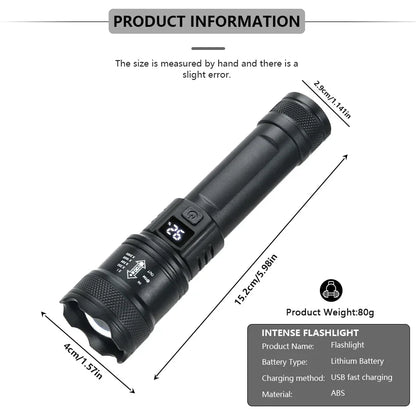 2000LM USB Rechargeable Tactical Flashlight for Camping