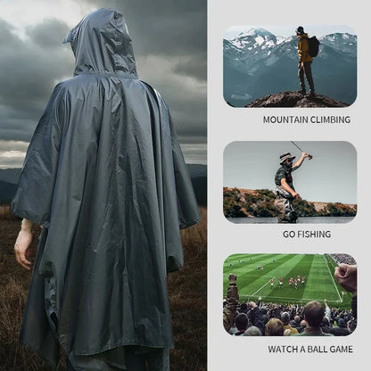 3-in-1 Waterproof Rain Poncho for Camping & Hiking