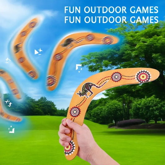 Wooden Boomerang Flying Disc - Fun Outdoor Game for Kids
