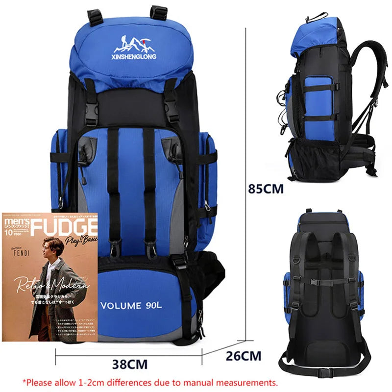 90L Hiking Backpack Waterproof Large Capacity Trekking