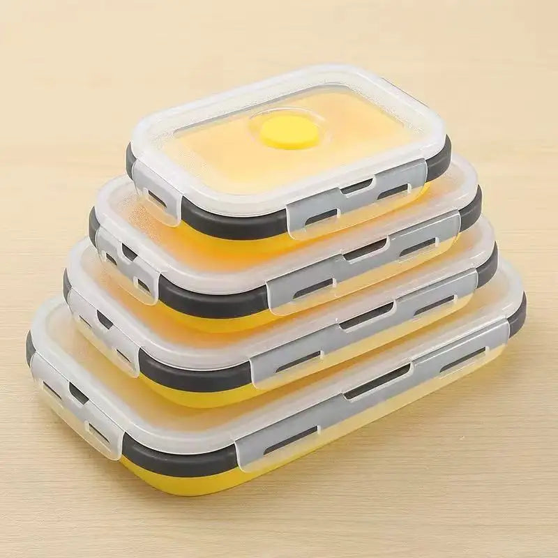 4-Pack Collapsible Silicone Lunch Boxes – Space-Saving Food Storage