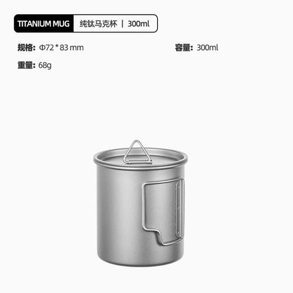 Ultralight Titanium Camping Pot Cups – 300/450/750ml
