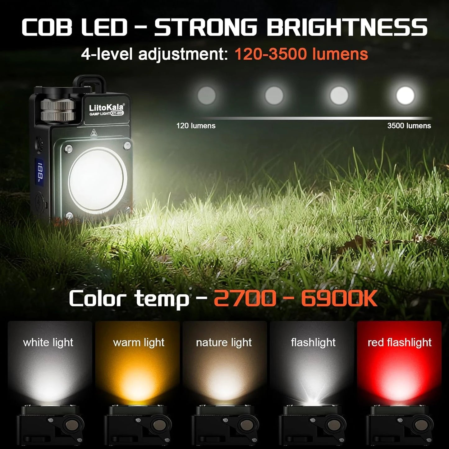 Rechargeable Camping Lantern 3500LM Magnetic Work Light