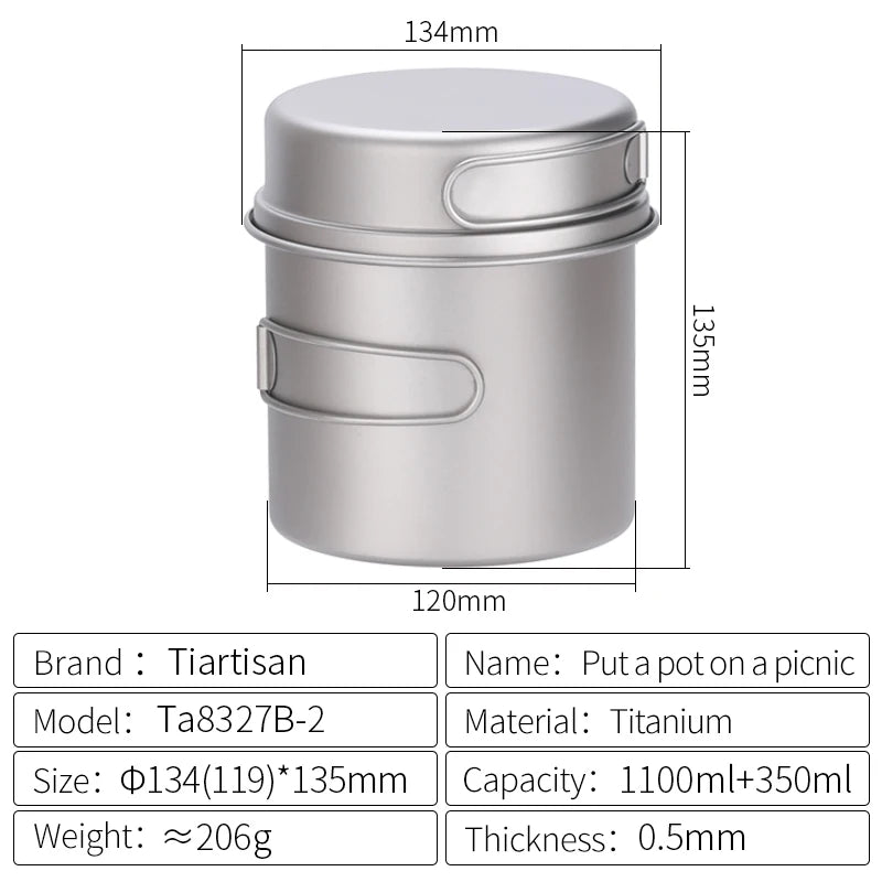 Titanium Camping Cookware Set for Ultralight Outdoor Cooking