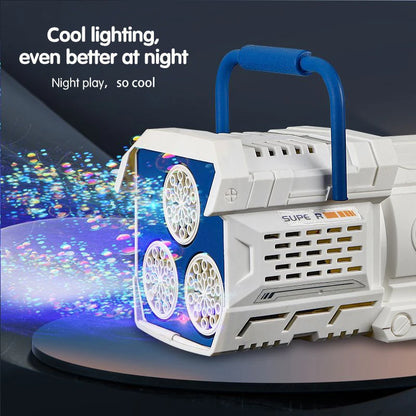 60-Hole Bubble Gun with LED Light for Kids’ Outdoor Fun