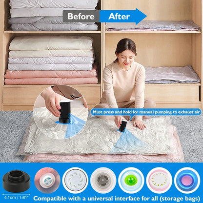 Vacuum Compression Bags with Pump – Save 80% Space
