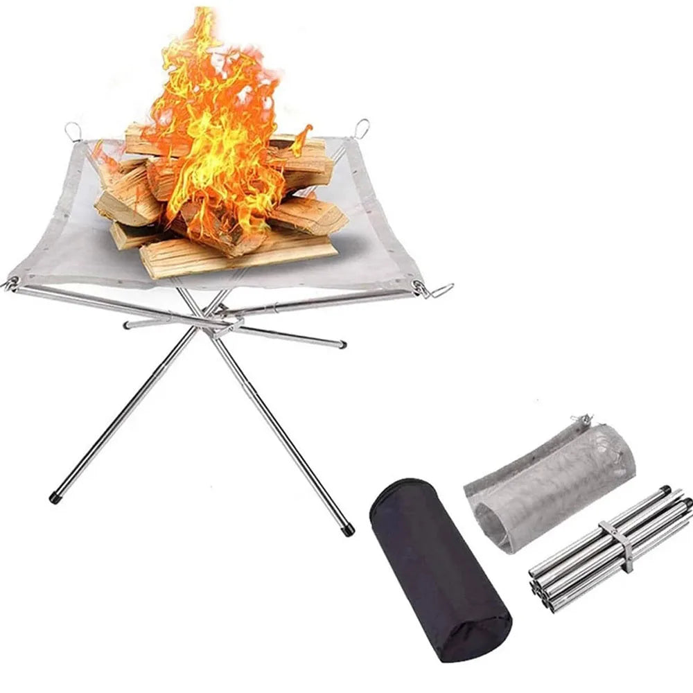 Foldable Stainless Steel Fire Pit Rack for Camping