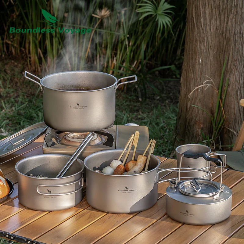 Titanium Outdoor Cooking Pot – Lightweight & Portable