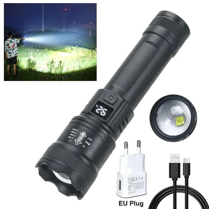 2000LM USB Rechargeable Tactical Flashlight for Camping