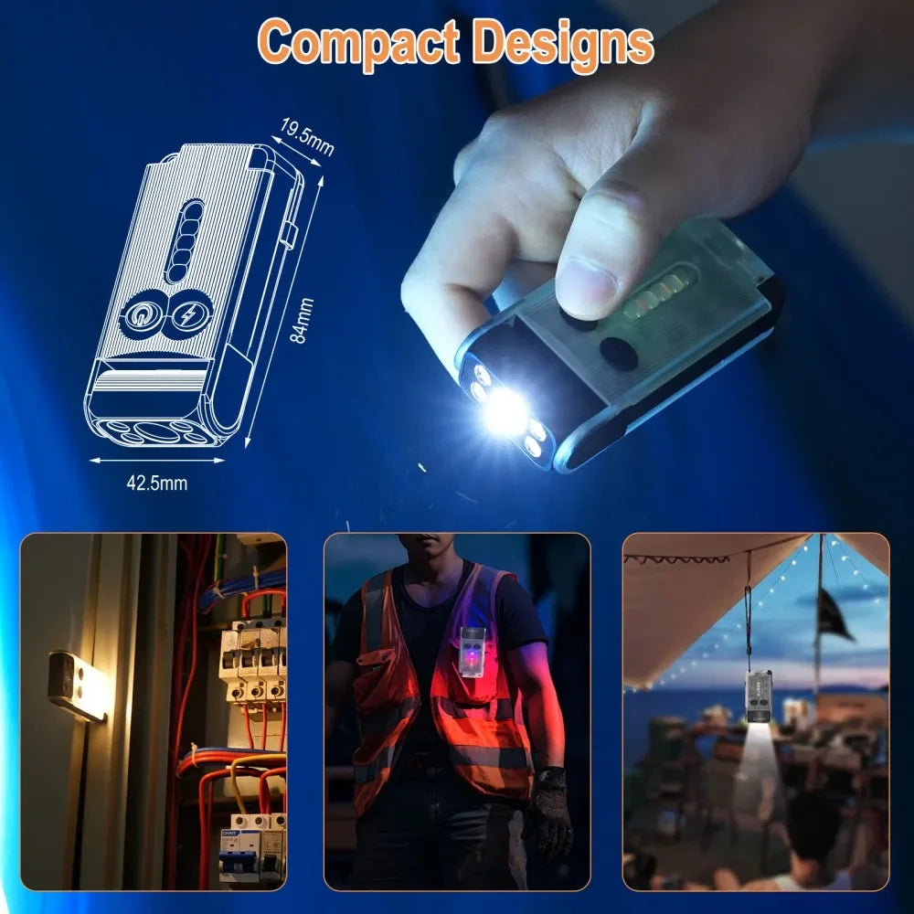 EDC LED Flashlight Rechargeable Multi-Function Safety Light