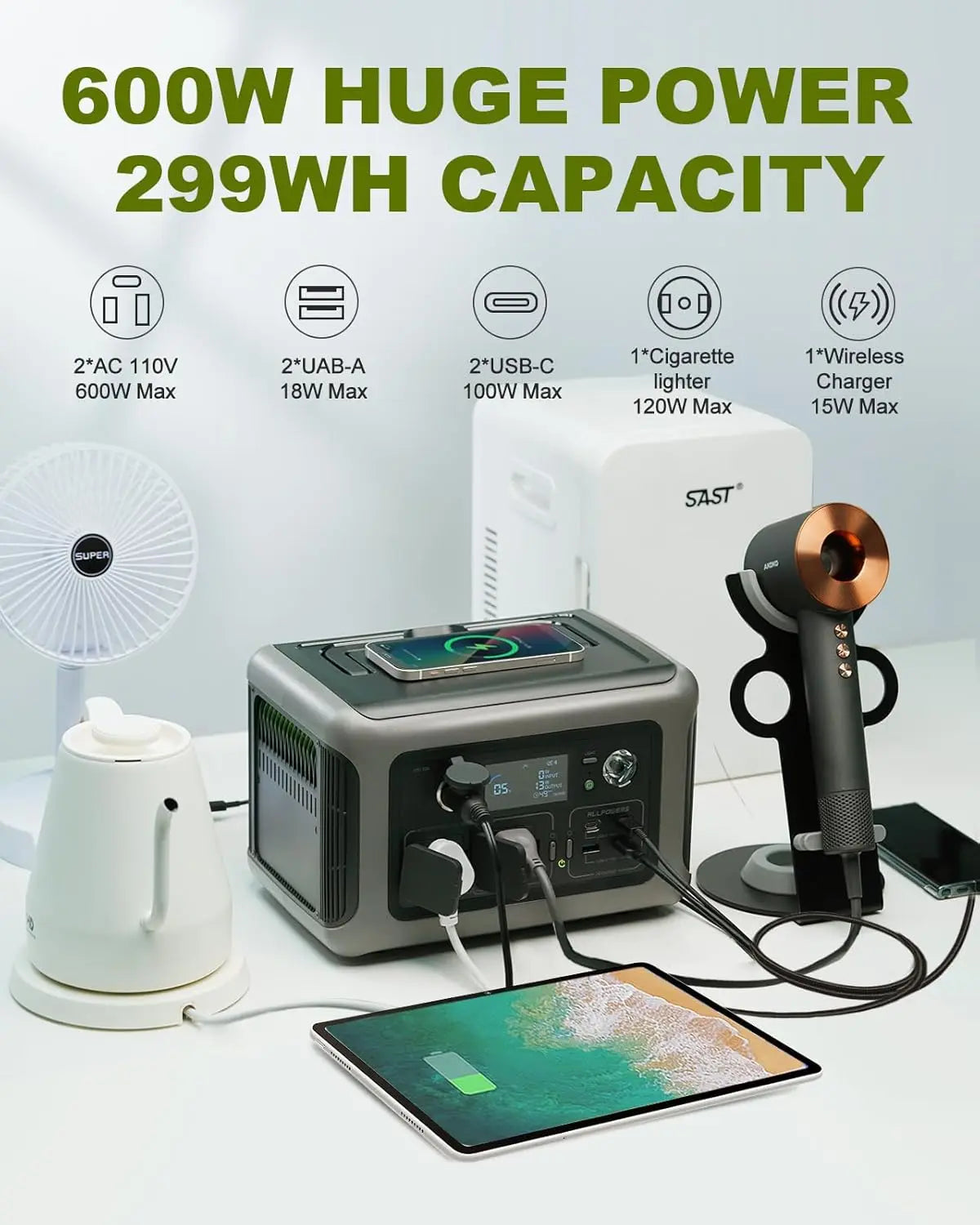 Portable Power Station 299Wh Reliable Outdoor Power