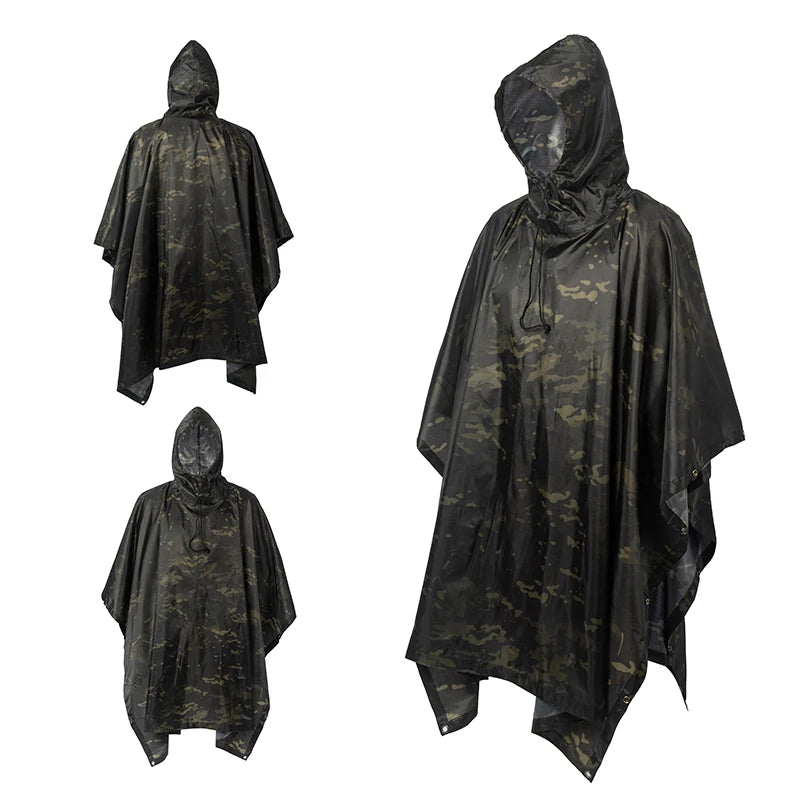 Military Rain Poncho Waterproof Shelter & Backpack Cover