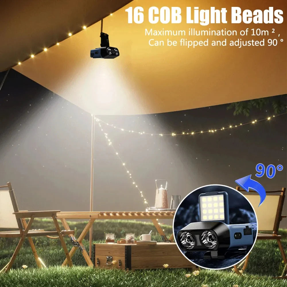 USB Rechargeable COB LED Headlamp for Camping & Fishing