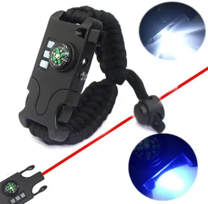 Tactical Survival Wristband with LED SOS & Compass
