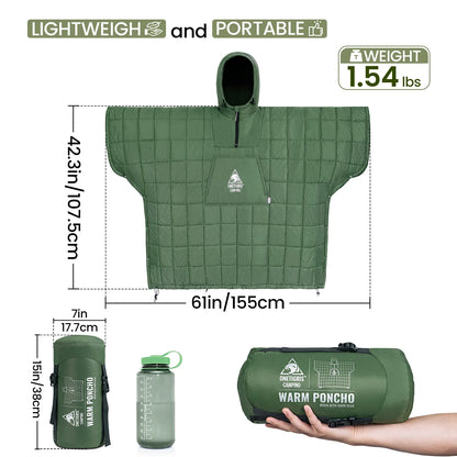 Wearable Camping Blanket Poncho for Warm Outdoor Comfort
