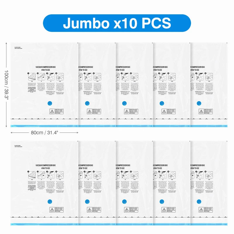 Vacuum Compression Bags with Pump – Save 80% Space