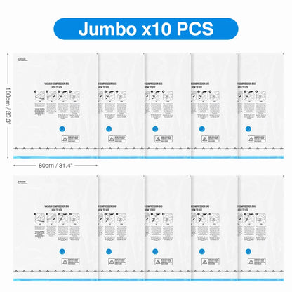 Vacuum Compression Bags with Pump – Save 80% Space