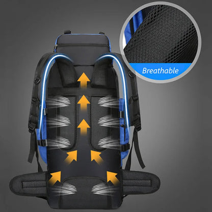 90L Hiking Backpack Waterproof Large Capacity Trekking