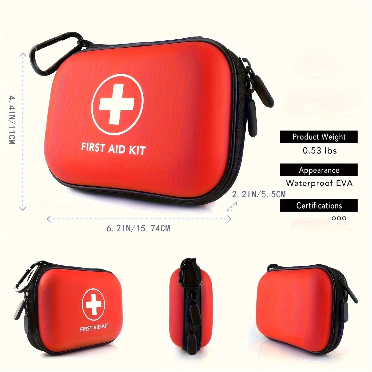 Compact First Aid Kit – 104Pcs Water-Resistant Case