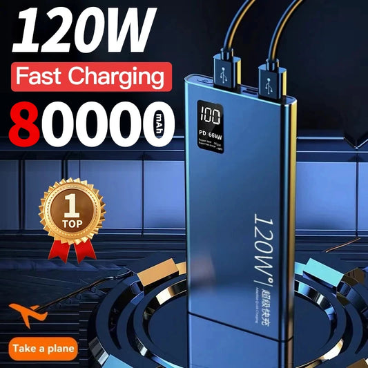 80000mAh Power Bank Fast Charging for Outdoor Use