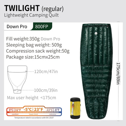 800FP Down Sleeping Bag - Ultralight Warmth for Camping