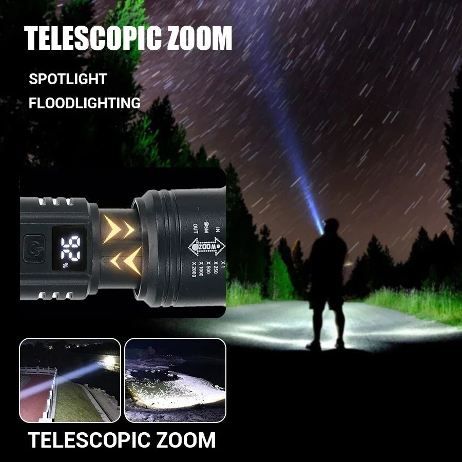 2000LM USB Rechargeable Tactical Flashlight for Camping