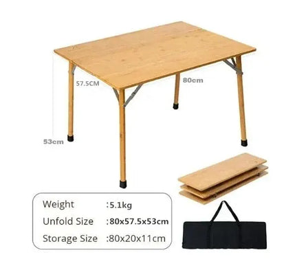 Portable Bamboo Folding Camping Table for Easy Outdoor Dining