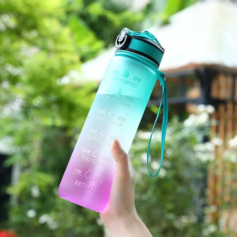 1L Sports Water Bottle with Time-Tracking Straw – Leak Proof
