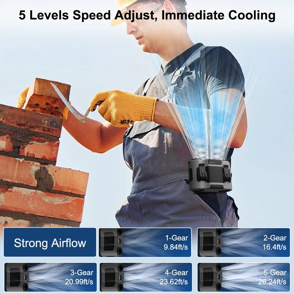Portable Waist Clip Fan USB Rechargeable with Dual Airflow
