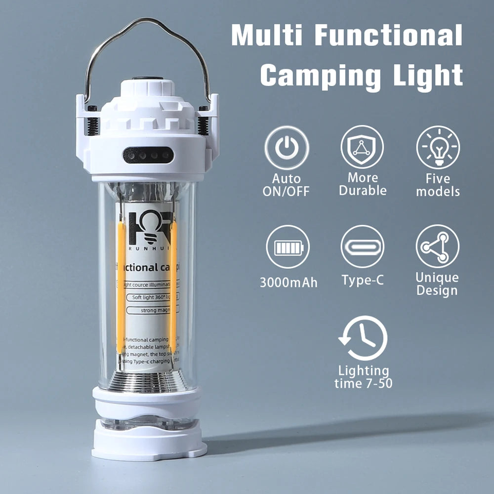 Retro LED Camping Lantern with Stepless Dimming