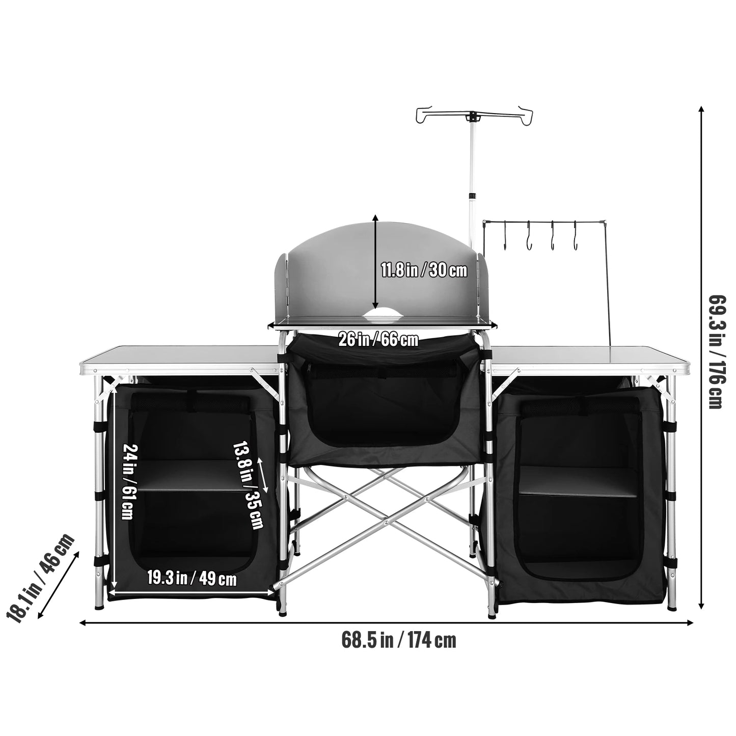 Camping Kitchen Table with Storage for Outdoor Cooking