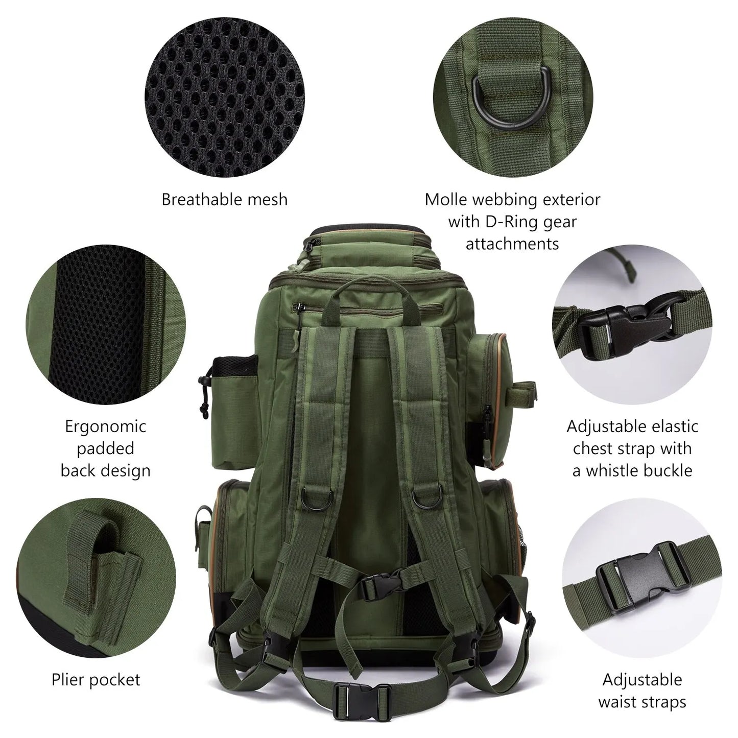 Fishing Tackle Backpack Waterproof Storage Lightweight