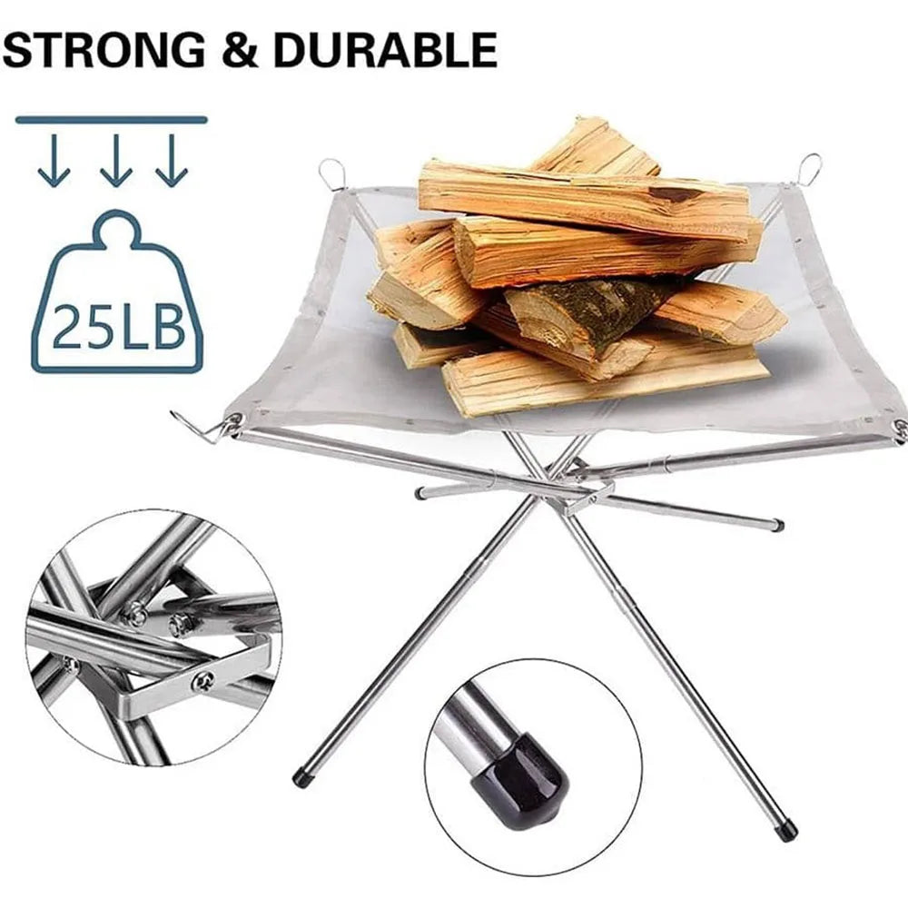 Foldable Stainless Steel Fire Pit Rack for Camping