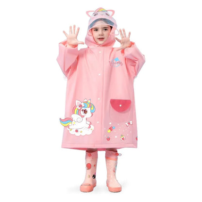 Kids Waterproof Raincoat with Backpack Cover