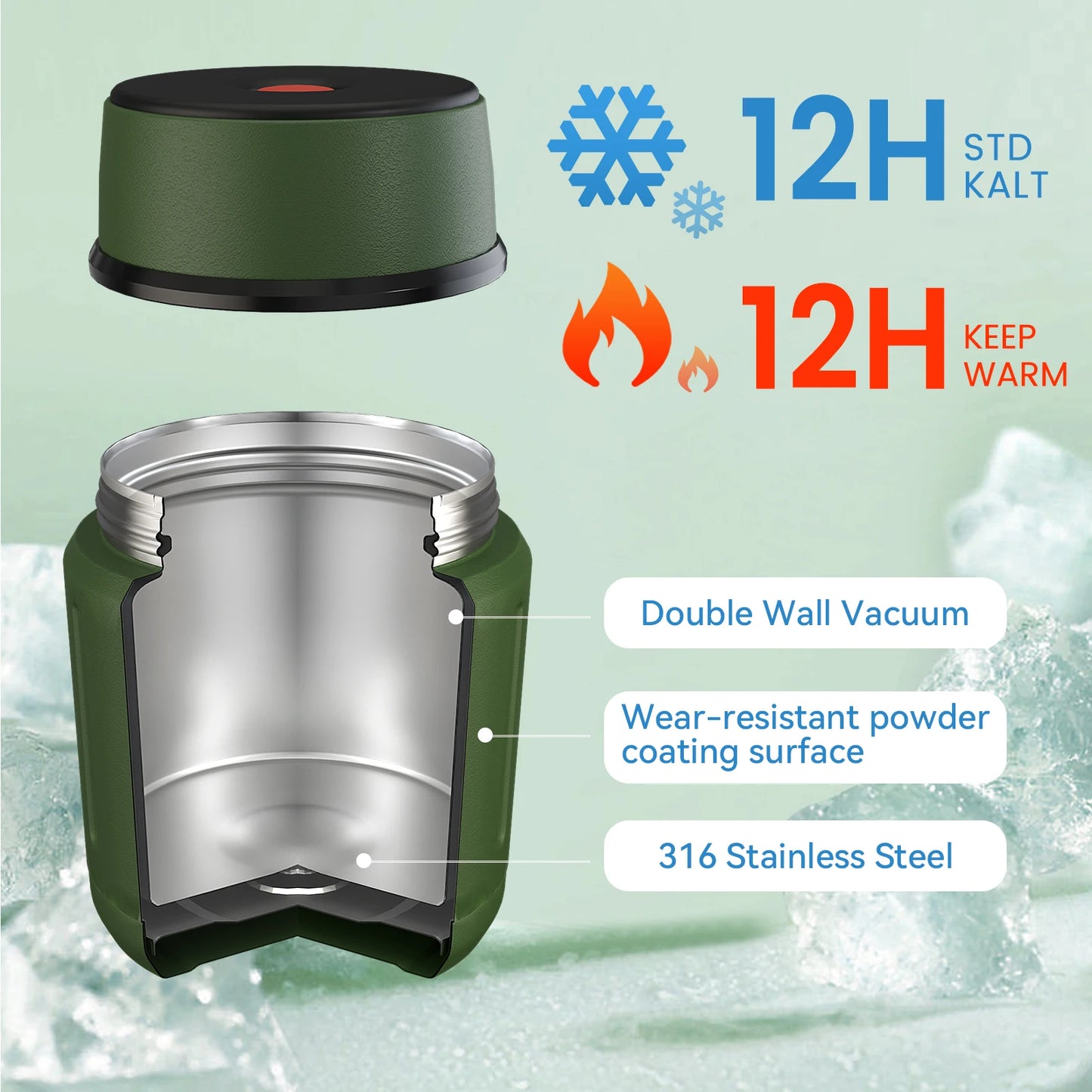 500ml Insulated Food Thermos Jar Leakproof with Spoon