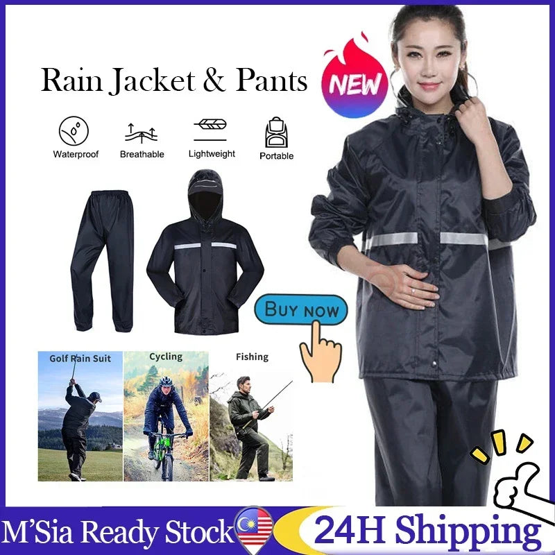 Waterproof Rain Suit with Reflective Protection