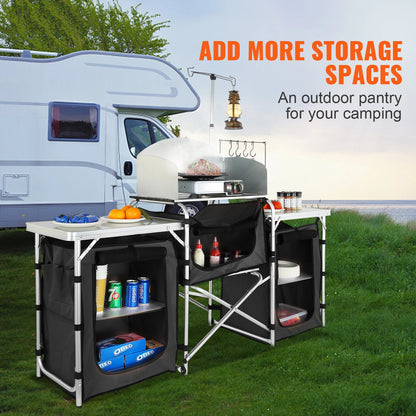 Camping Kitchen Table with Storage for Outdoor Cooking