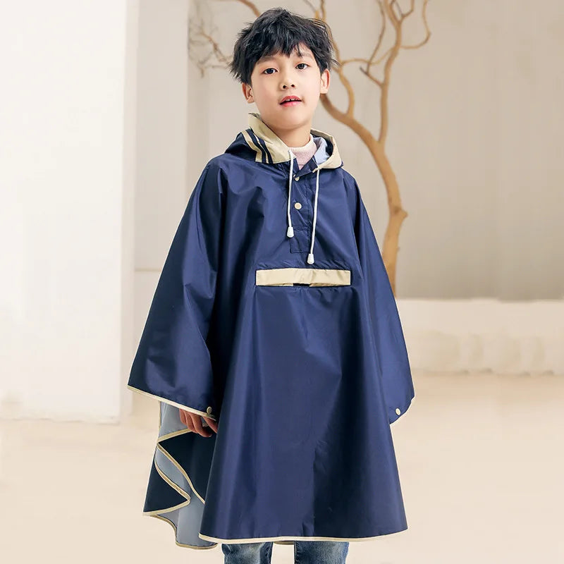 Kids Waterproof Poncho Raincoat with Backpack Cover