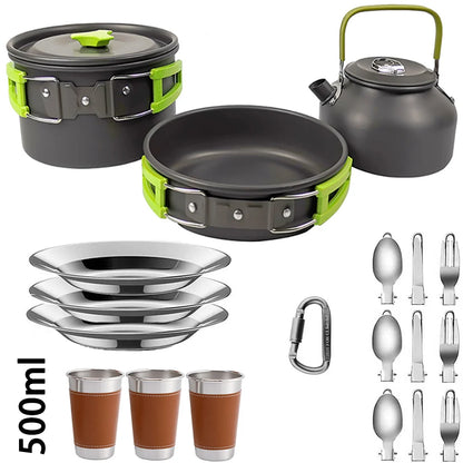 Camping Cookware Set for 2–3 People Lightweight Cooking