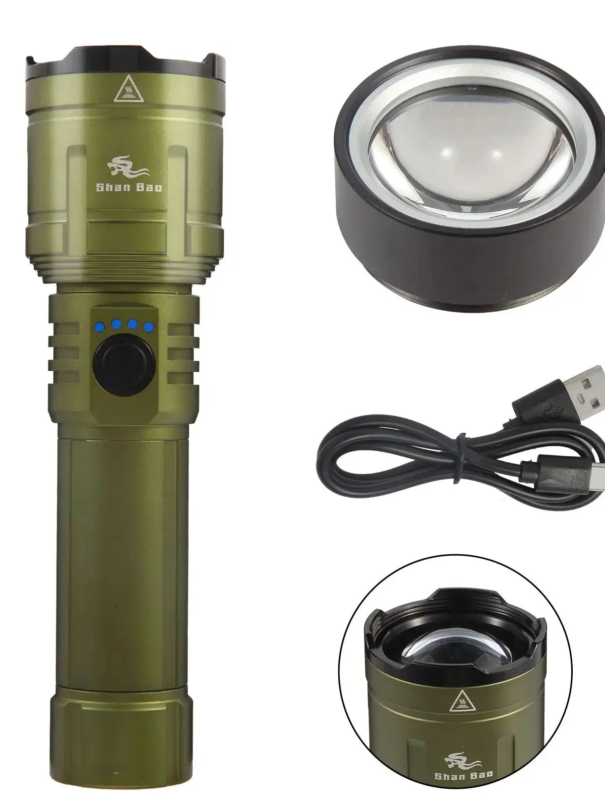 Rechargeable Zoom Flashlight 3000LM Long Distance