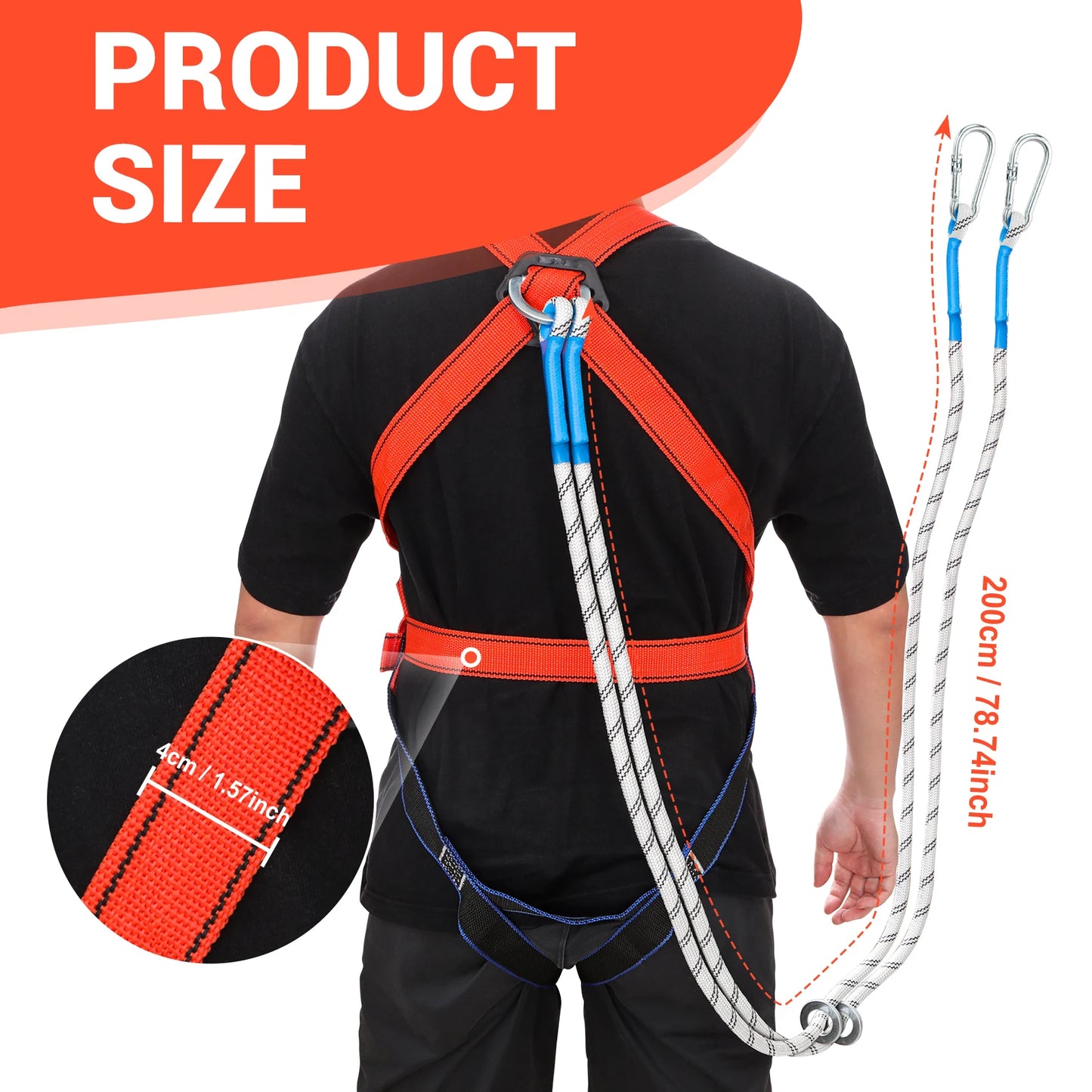 Safety Harness with Rope & Carabiner – Secure Protection