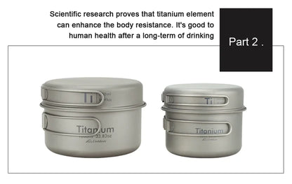 Ultralight Titanium Pan Set for Outdoor Camping