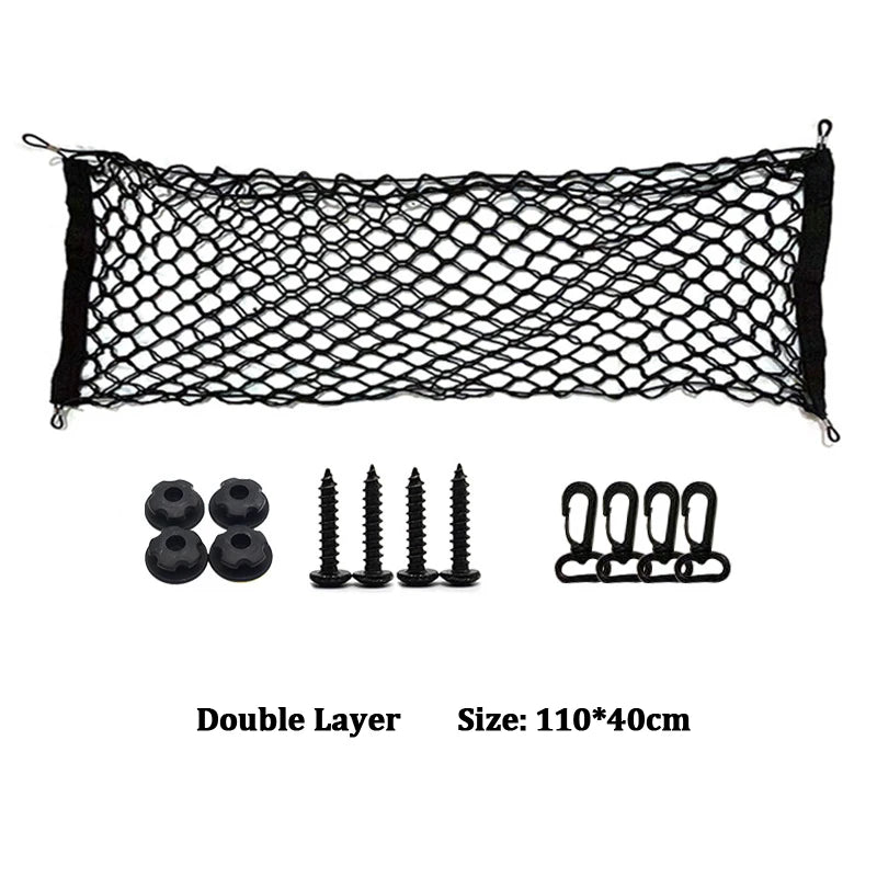 Car Rear Trunk Net Organizer – Double Layer Storage