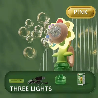 Sunflower Bubble Machine with Lights & 3-Speed Fun
