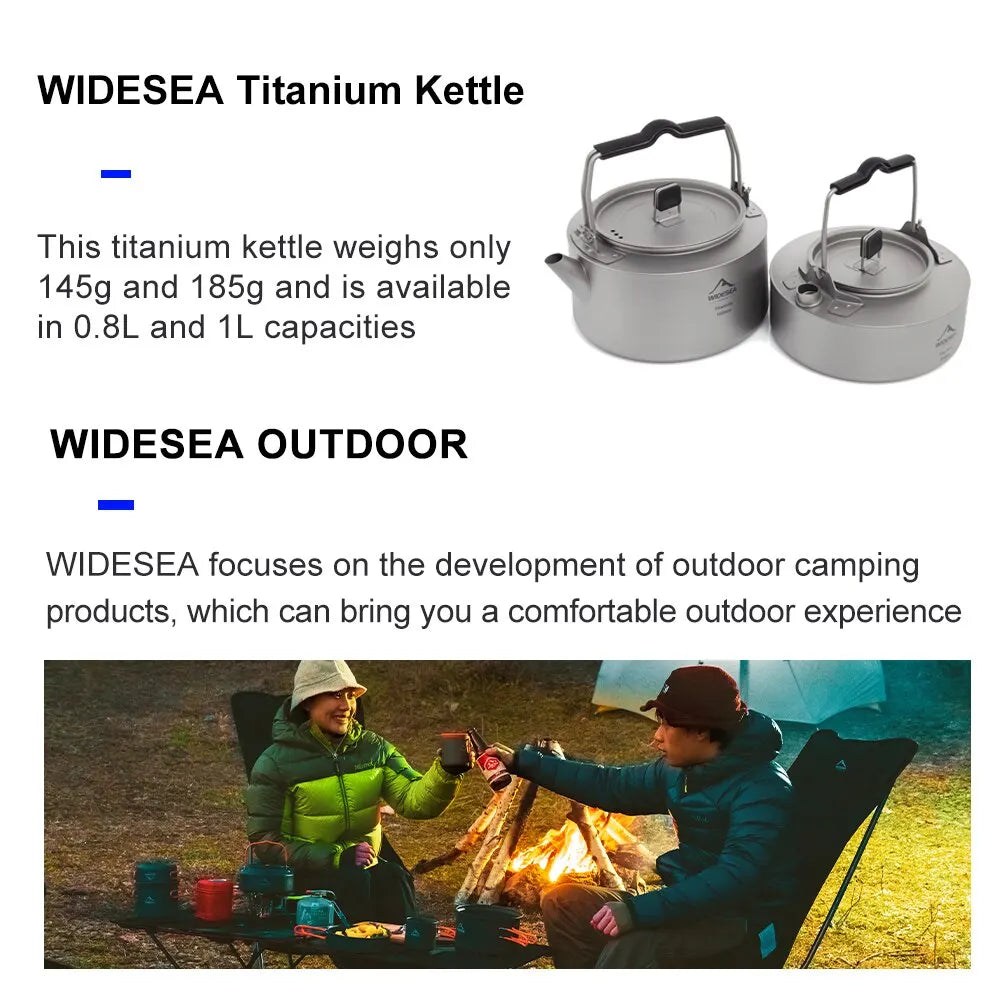 Widesea Titanium Camping Kettle for Lightweight Outdoor Cooking
