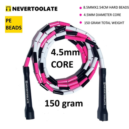 NEVERTOOLATE Beaded Freestyle Jump Rope – Durable & Smooth