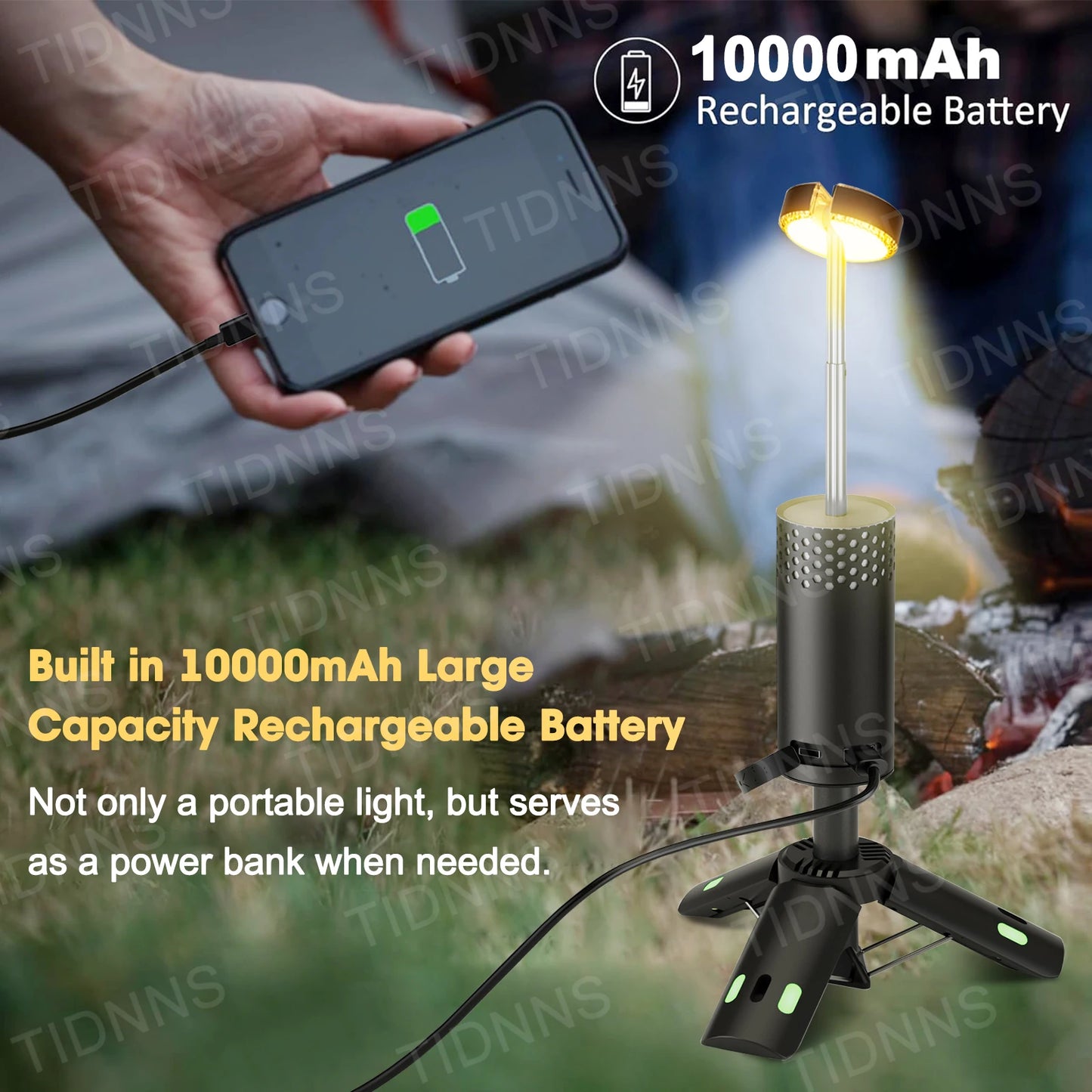 Telescopic Camping Lantern with 10000mAh Power Bank