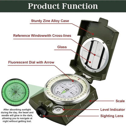 Tactical Waterproof Compass for Outdoor Navigation