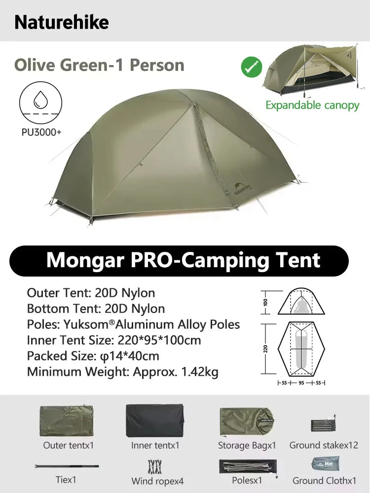 Ultralight Backpacking Tent 2 Person Waterproof Hiking