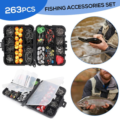 263pcs Fishing Accessories Kit – Complete Tackle Box Set